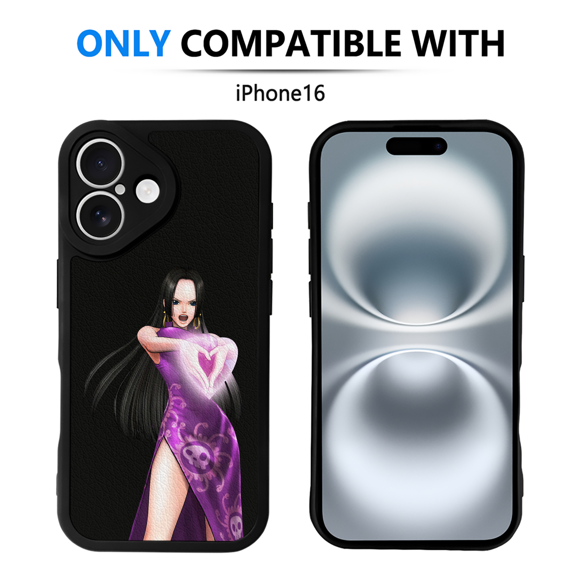 （画像用） ワンピース ボア・ハンコック ONE PIECE Boa·Hancock 【iPhone 16シリーズ対応】シリコンスマホケース（レザー調） 材質：シリコン